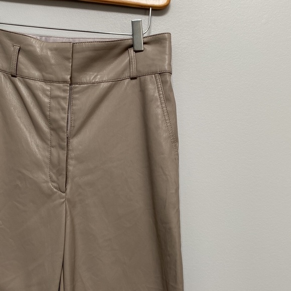 ARITZIA Babaton Vegan Leather Caramel/Cream Belted Pants Size 4 - Picture 6 of 13